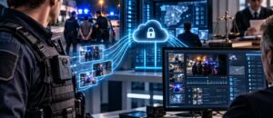 Evidence.com: la revolución digital en la custodia y gestión de pruebas policiales Evidence.com de Axon: representación del almacenamiento seguro de vídeos de cámaras corporales, gestión de evidencias digitales y cadena de custodia policial.