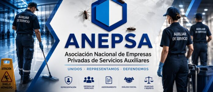 Trabajadores limpiando en un edificio.anepsa