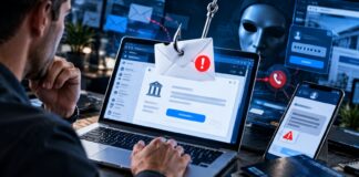 Phishing 2026: IA, QR trampa, voz clonada y cómo protegerte Anzuelo sobre un móvil con un correo y un código QR, ilustración sobre el phishing con inteligencia artificial