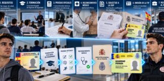 Cómo ser vigilante de seguridad en España: estudios, pruebas de la Policía Nacional y TIP paso a paso Cómo ser vigilante de seguridad: aspirante con la tarjeta de identidad profesional Título de la imagen: Cómo ser vigilante de seguridad