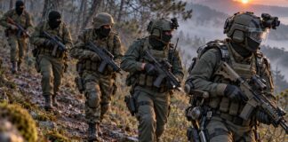 GAR de la Guardia Civil: historia, misiones, armamento y efectivos de la unidad de élite GAR de la Guardia Civil: agentes de la unidad de élite avanzando por el monte al amanecer